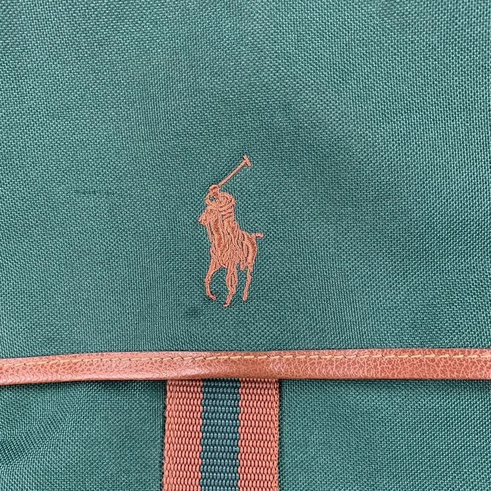 Vintage Ralph Lauren Polo Perfume Duffel Bag Green Brown Canvas Shoulder‎ Strap